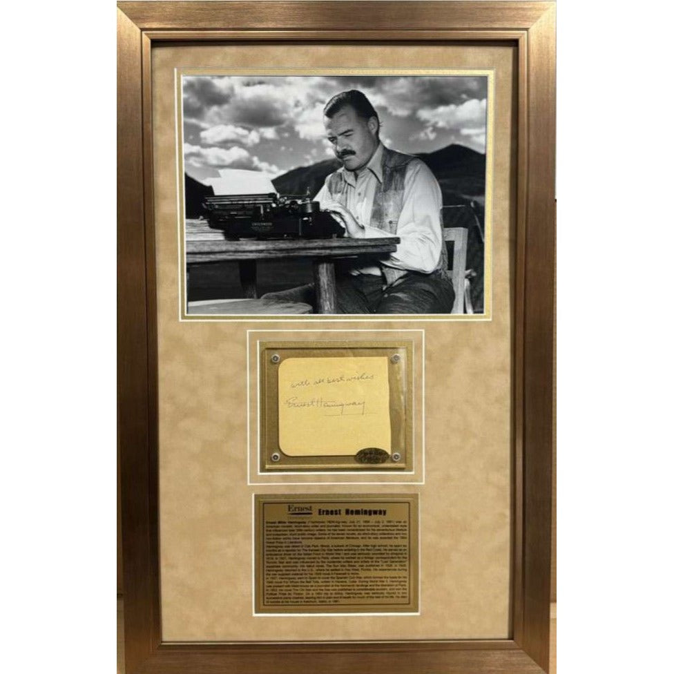 Ernest Hemingway vintage autograph book page signed with proof and museum quality frame 