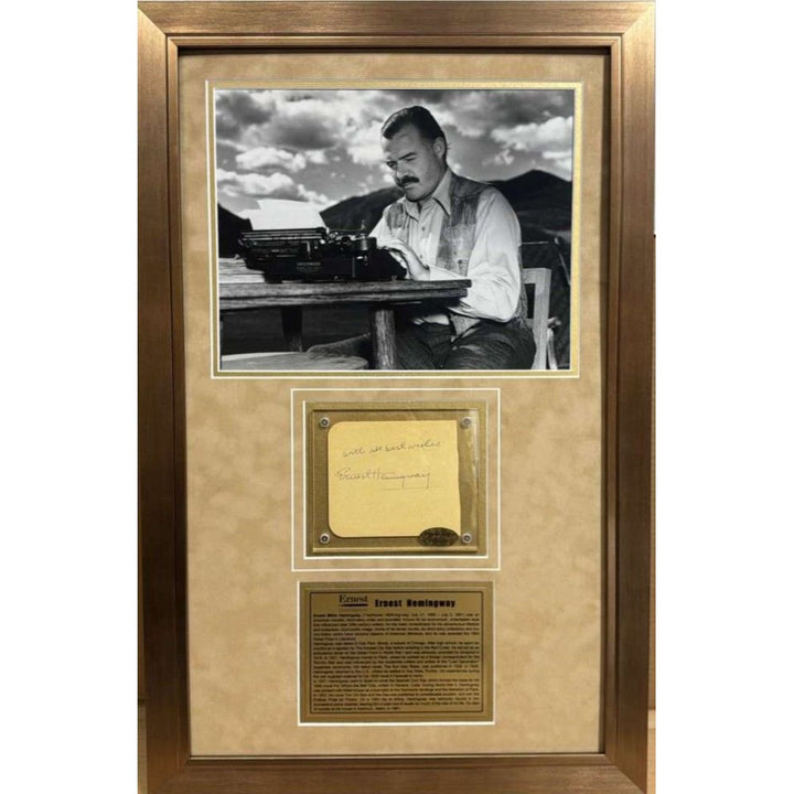 Ernest Hemingway vintage autograph book page signed with proof and museum quality frame 