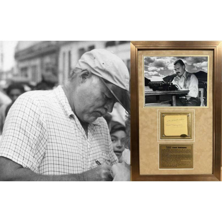 Ernest Hemingway vintage autograph book page signed with proof and museum quality frame 