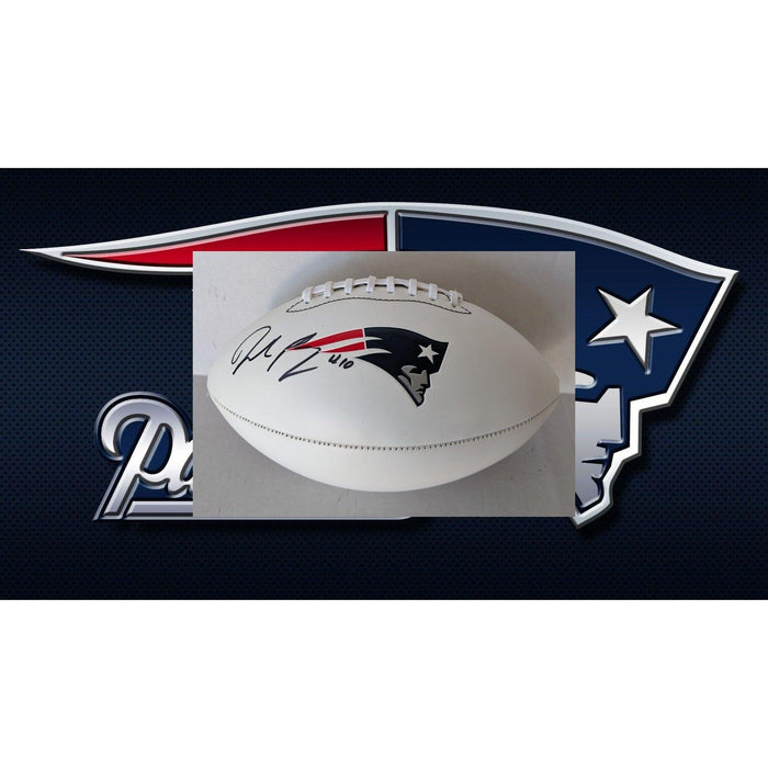 Drake Maye New England Patriots full size logo football 2025 signed with proof