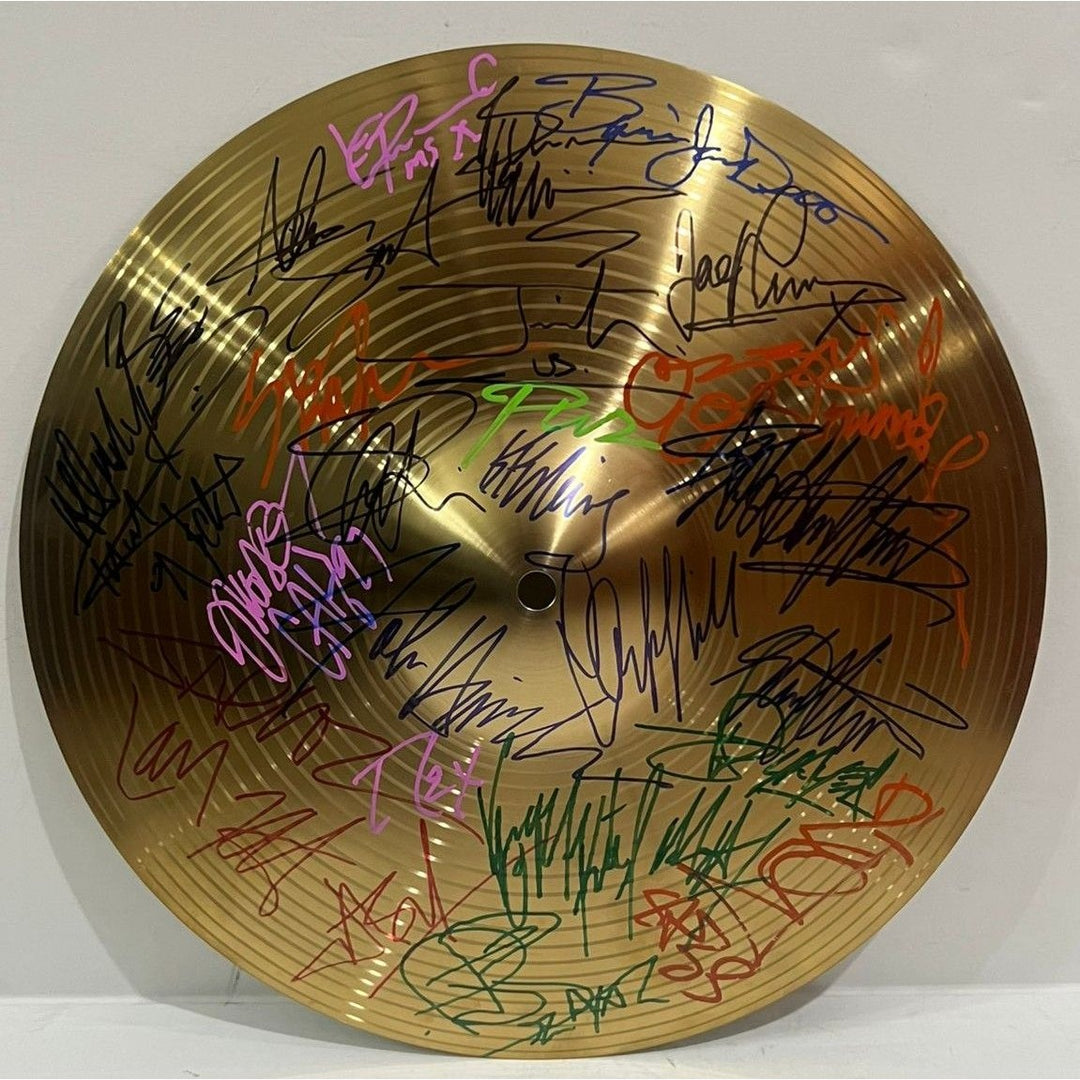 Heavy Metal Legends Black Sabbath, Metallica, Pantera, Slayer, Judas Priest, cymbal signed with proof