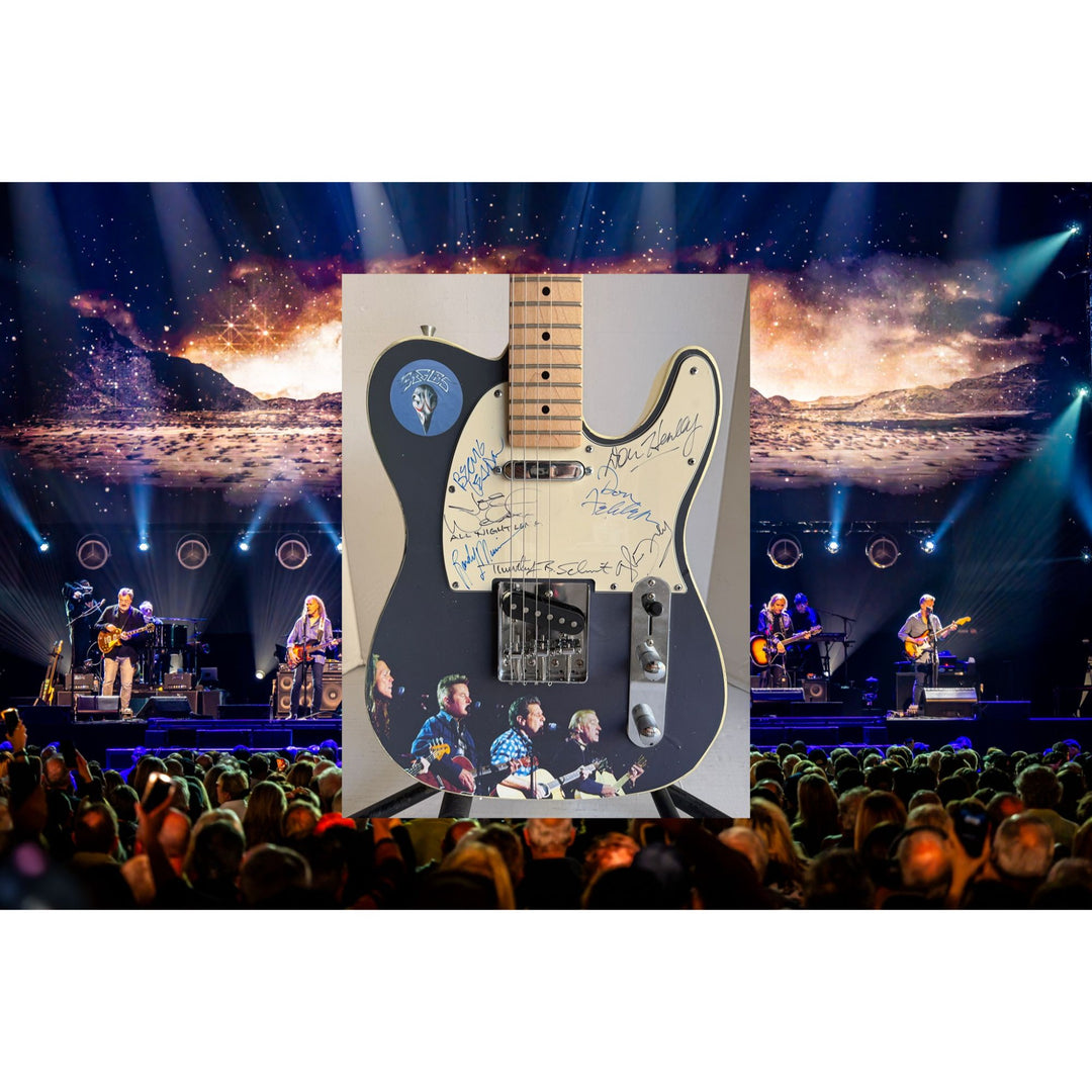 The Eagles Don Henley Glen Frey Timothy B. Schmit Don Felder Joe Walsh Bernie Leadon Randy Meisner one of a kind electric guitar signed with.