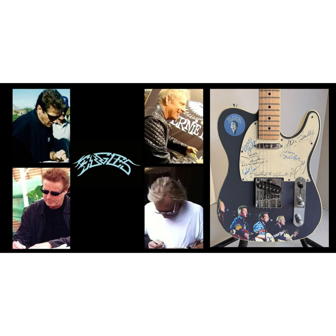 The Eagles Don Henley Glen Frey Timothy B. Schmit Don Felder Joe Walsh Bernie Leadon Randy Meisner one of a kind electric guitar signed with.