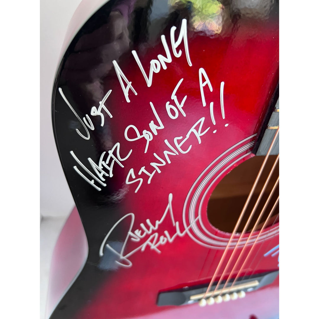 Jelly Roll signed "SON OF A SINNER" Hanswritten Lyric & Post Malone 38' acoustic guitar signed with proof