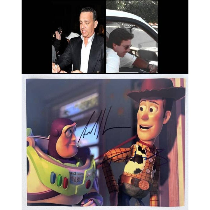 Toy Story Tom Hanks "Woody" Tim Allen "Buzz Lightyear" 8x10 photo signed with proof. Awesome Artifacts