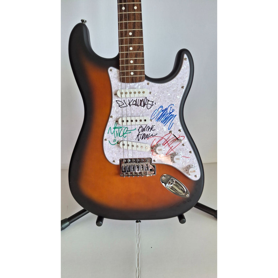 Dirk Lance, Jose Pasillas, Mike Einzinger and Brandon Boyd, Incubus, Fender Stratocaster electric guitar signed with proof