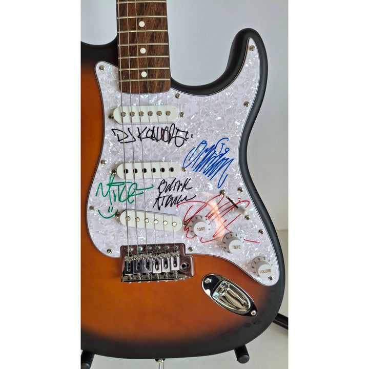 Dirk Lance, Jose Pasillas, Mike Einzinger and Brandon Boyd, Incubus, Fender Stratocaster electric guitar signed with proof