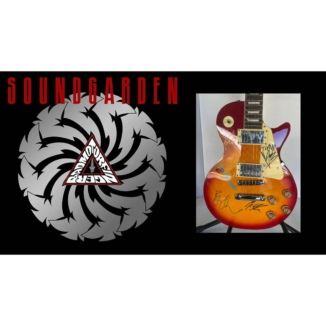 Soundgarden Kim Thayil, Matt Cameron, Chris Cornell and Ben Shepherd vintage les paul full size electric guitar signed with proof.