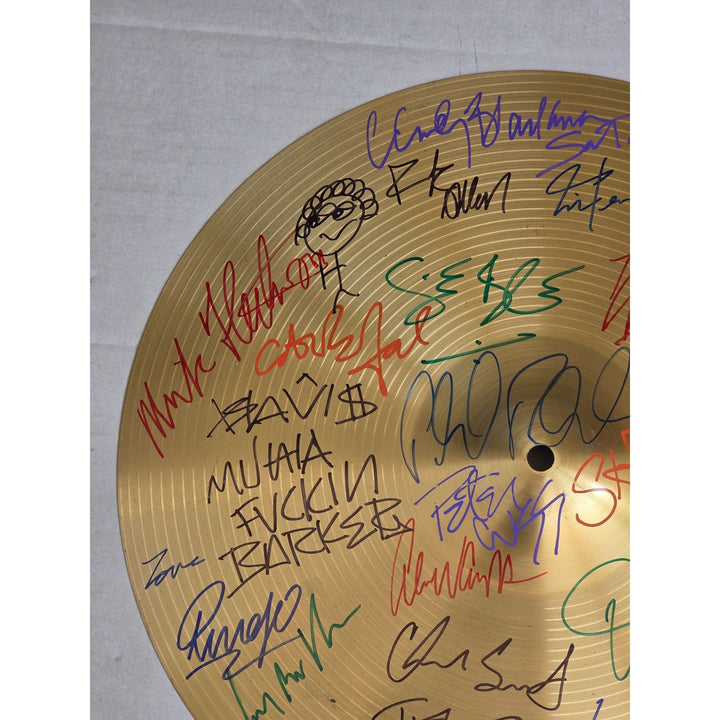 Legendary drummers Ringo Starr Neil Peart Ginger Baker Phil Collins 16-in Cymbal signed with proof.