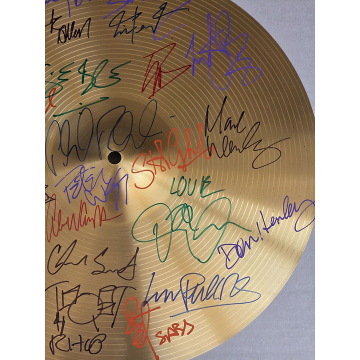 Legendary drummers Ringo Starr Neil Peart Ginger Baker Phil Collins 16-in Cymbal signed with proof.