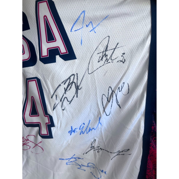 Stephen Curry, Lebron James,Kevin Durant, Anthony Edwards USA 2024 team signed Olympics jersey signed with proof