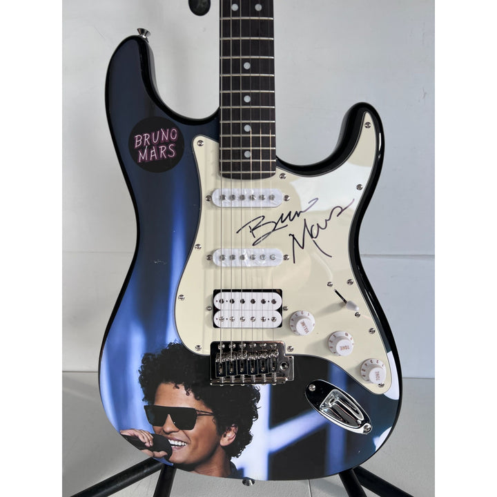 Bruno Mars Stratocaster one of a kind full size electric guitar signed with proof.
