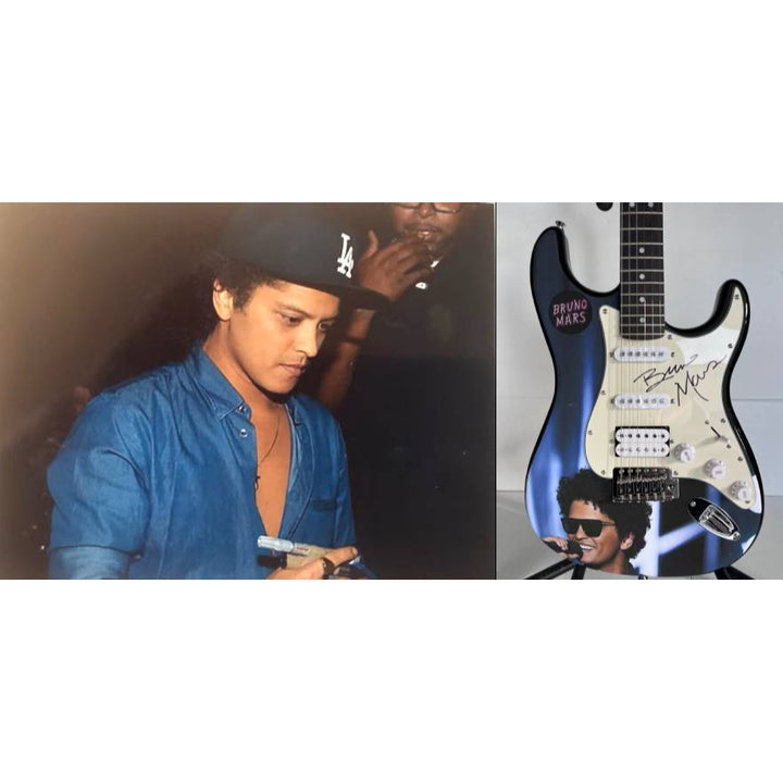 Bruno Mars Stratocaster one of a kind full size electric guitar signed with proof.