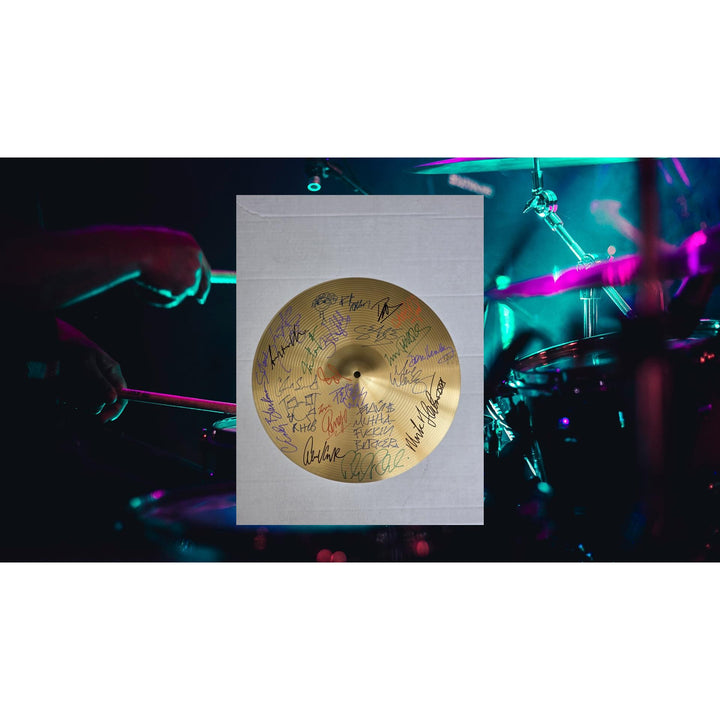 Legendary drummers Ringo Starr Neil Peart Ginger Baker Phil Collins 16-in Cymbal signed with proof.