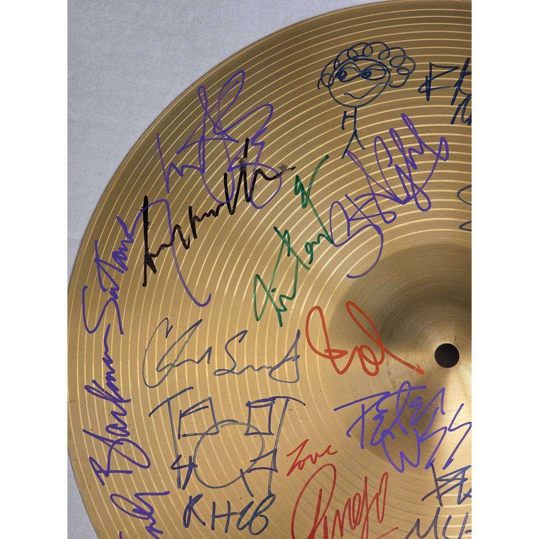 Legendary drummers Ringo Starr Neil Peart Ginger Baker Phil Collins 16-in Cymbal signed with proof.