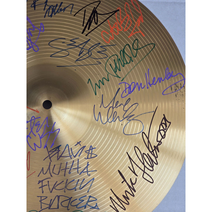 Legendary drummers Ringo Starr Neil Peart Ginger Baker Phil Collins 16-in Cymbal signed with proof.
