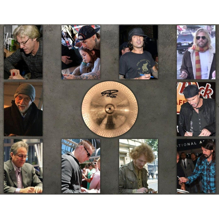 Legendary drummers Ringo Starr Neil Peart Ginger Baker Phil Collins 16-in Cymbal signed with proof.