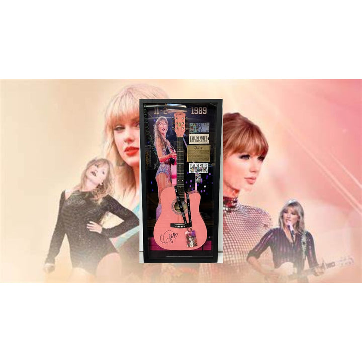 Taylor Swift the ultimate frame custom shadow box acoustic guitar signed with VIP passes and proof