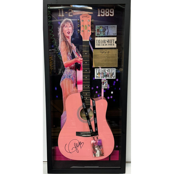 Taylor Swift the ultimate frame custom shadow box acoustic guitar signed with VIP passes and proof