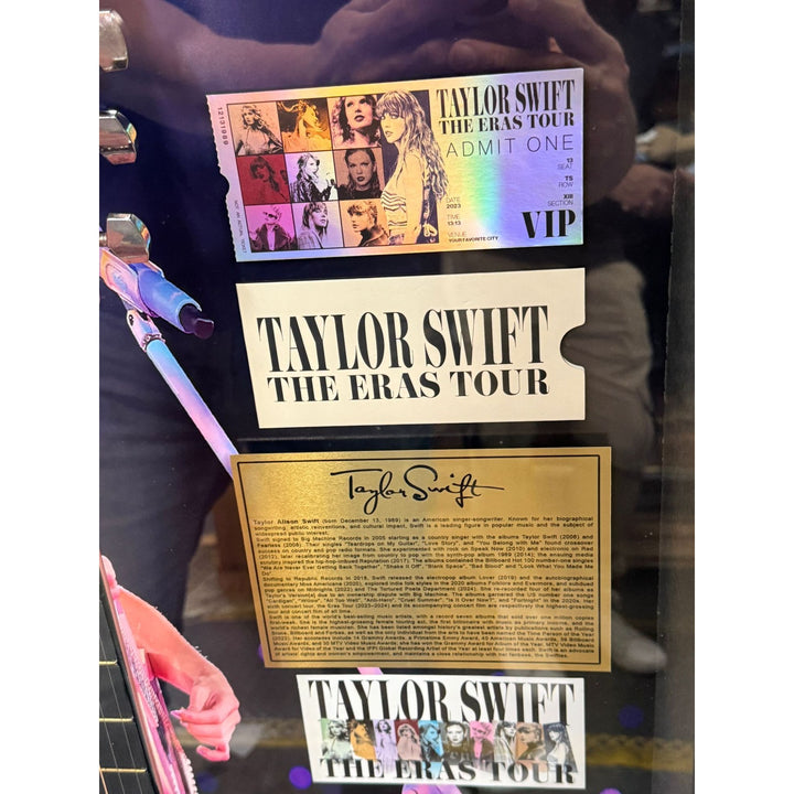 Taylor Swift the ultimate frame custom shadow box acoustic guitar signed with VIP passes and proof