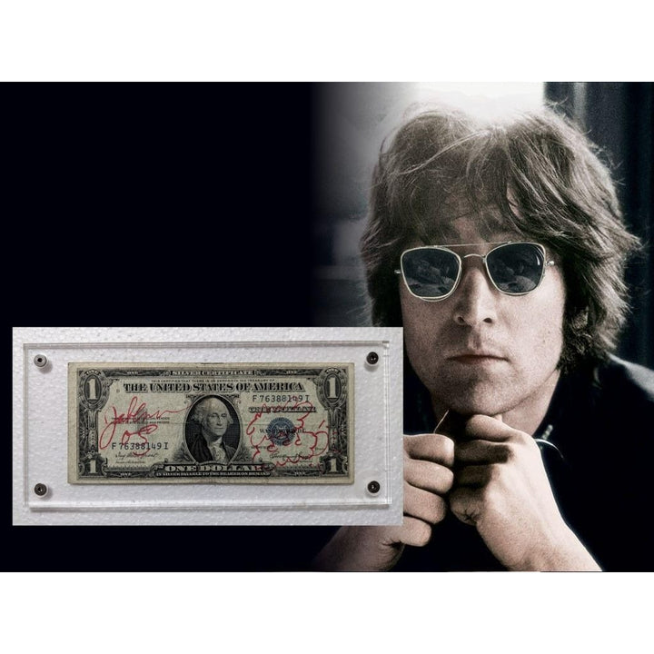 John Lennon of The Beatles Vintage authentic signed US Silver certificate dollar bill