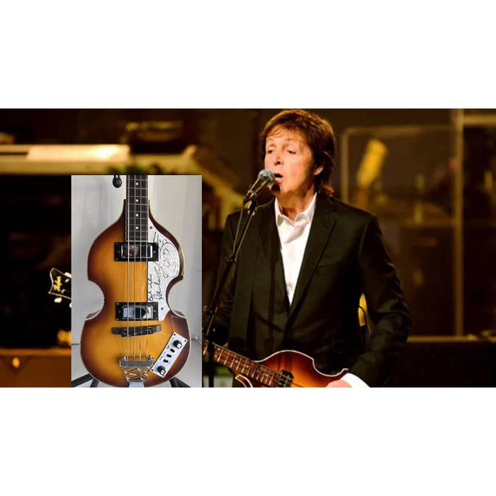 Paul McCartney of The Beatles full size Hofner Bass guitar signed with proof