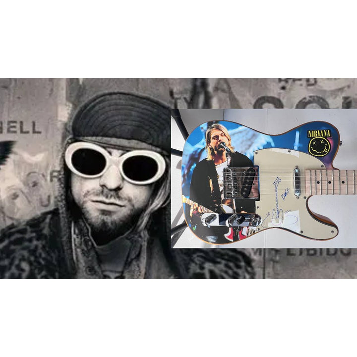 Nirvana Kurt Cobain telecaster electric guitar signed with proof.