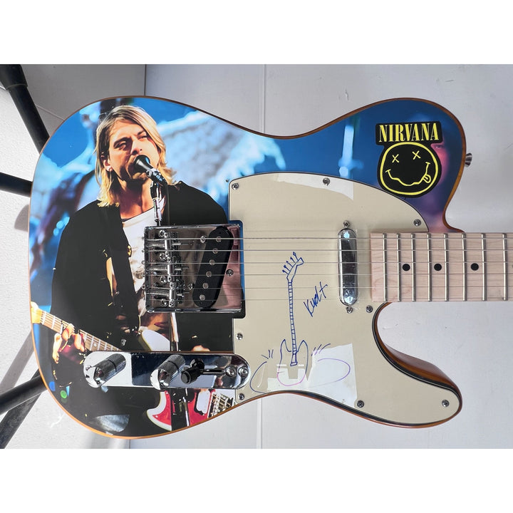 Nirvana Kurt Cobain telecaster electric guitar signed with proof.