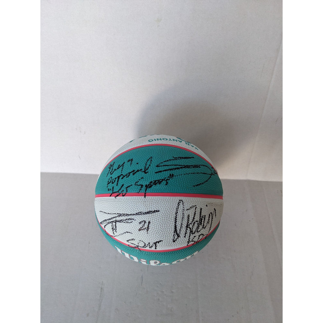 San Antonio Spurs 3/4 size Wilson logo basketball David Robinson, Gregg Popovich, Tim Duncan, Manu Ginobili signed with proof