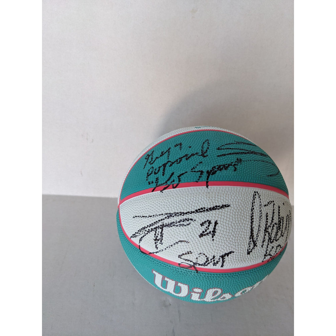 San Antonio Spurs 3/4 size Wilson logo basketball David Robinson, Gregg Popovich, Tim Duncan, Manu Ginobili signed with proof