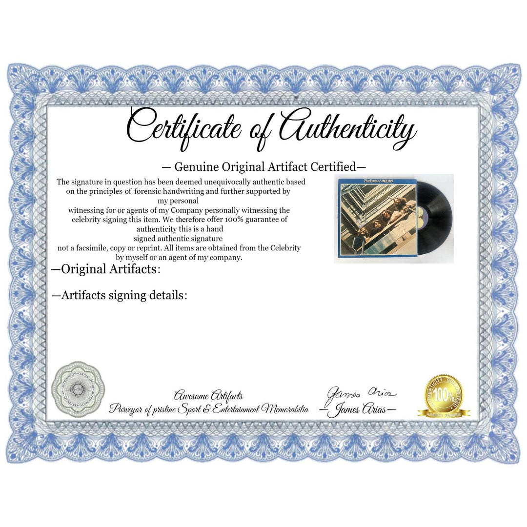 The Beatles "1967-70" original lp signed by John Lennon George Harrison Paul McCartney, and Ringo Starr with proof