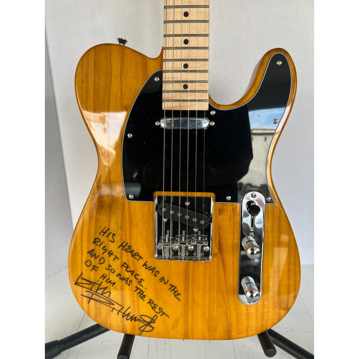 Keith Richards signed and inscribed  wood grain Telecaster electric guitar signed with proof.