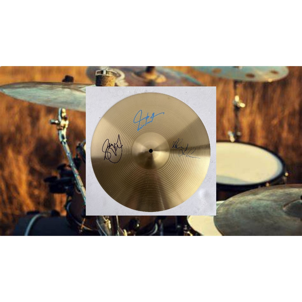 Neil Peart , Geddy Lee , Alex Lifeson Rush band signed 10' cymbal with proof