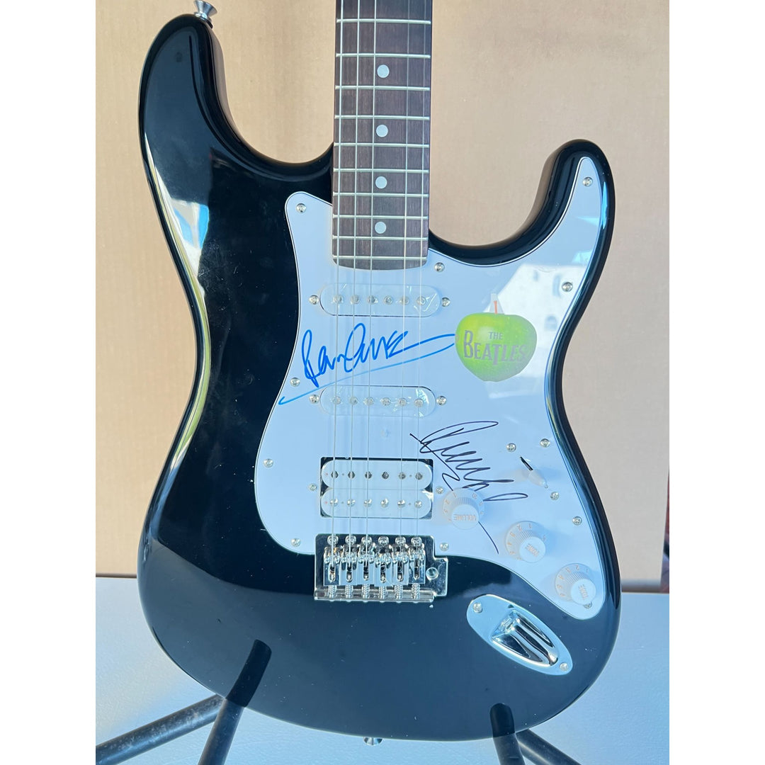 Paul McCartney & Ringo Starr The Beatles full size Stratocaster electric guitar signed with proof