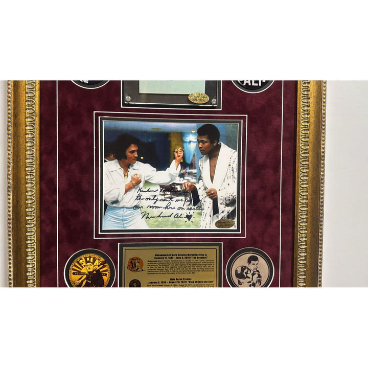 Muhammed Ali and Elvis Presley framed photo and autograph book page signed with proof & museum quality frame
