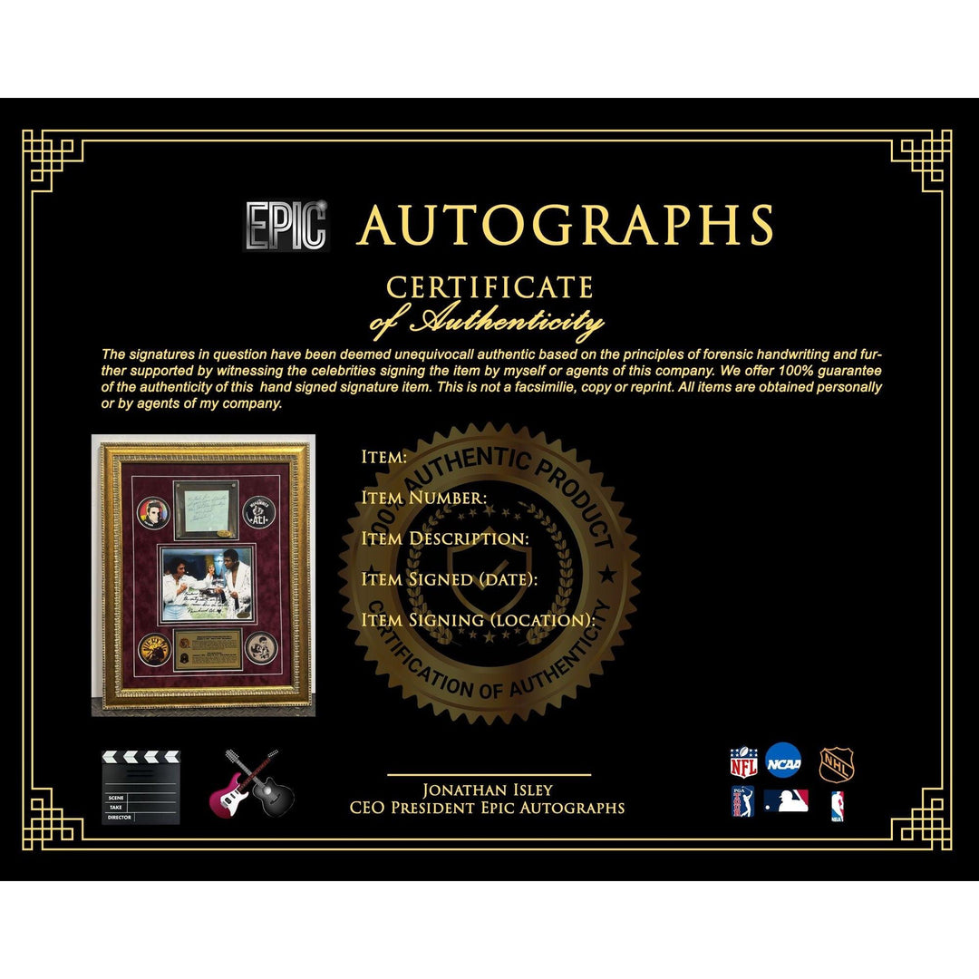 Muhammed Ali and Elvis Presley framed photo and autograph book page signed with proof & museum quality frame