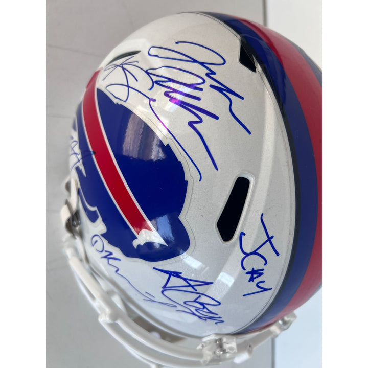 Buffalo Bills Josh Allen Dawson Knox  Khalil Shakir Amari Cooper Gabe Davis James Cook full size helmet signed with proof.