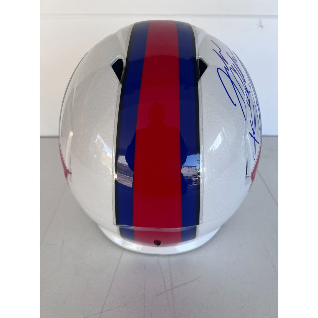 Buffalo Bills Josh Allen Dawson Knox  Khalil Shakir Amari Cooper Gabe Davis James Cook full size helmet signed with proof.