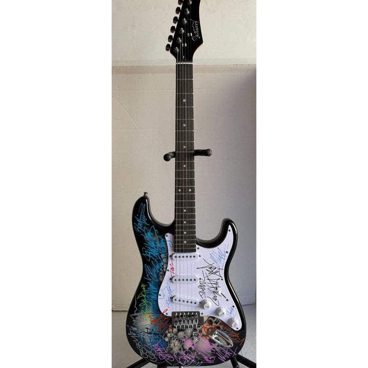 Heavy Metals Greatest bands Metallica Iron Maiden judas priest Black Sabbath Pantera electric guitar signed with proof.