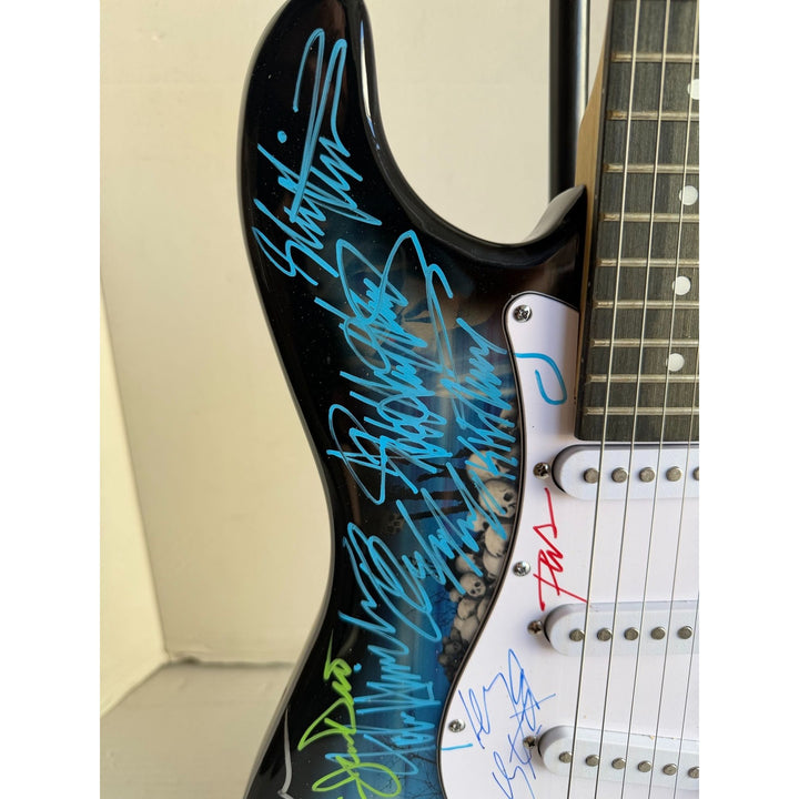 Heavy Metals Greatest bands Metallica Iron Maiden judas priest Black Sabbath Pantera electric guitar signed with proof.