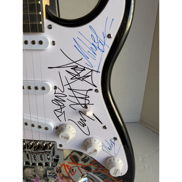 Heavy Metals Greatest bands Metallica Iron Maiden judas priest Black Sabbath Pantera electric guitar signed with proof.