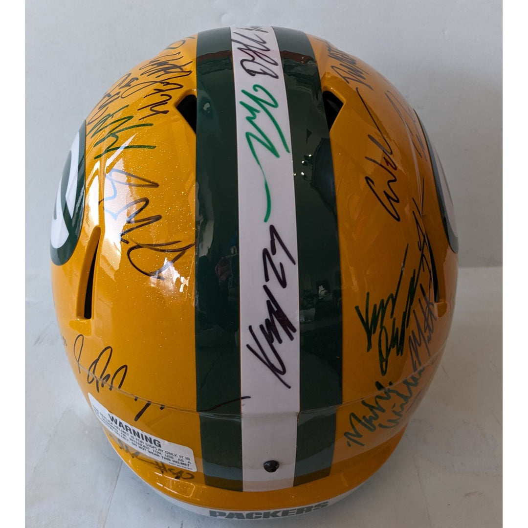 Green Bay Packers 2025 team helmet 35 plus Jordan Love Micah Parsons, Josh Jacobs, Romeo Doubs, Riddell full size helmet signed with proof