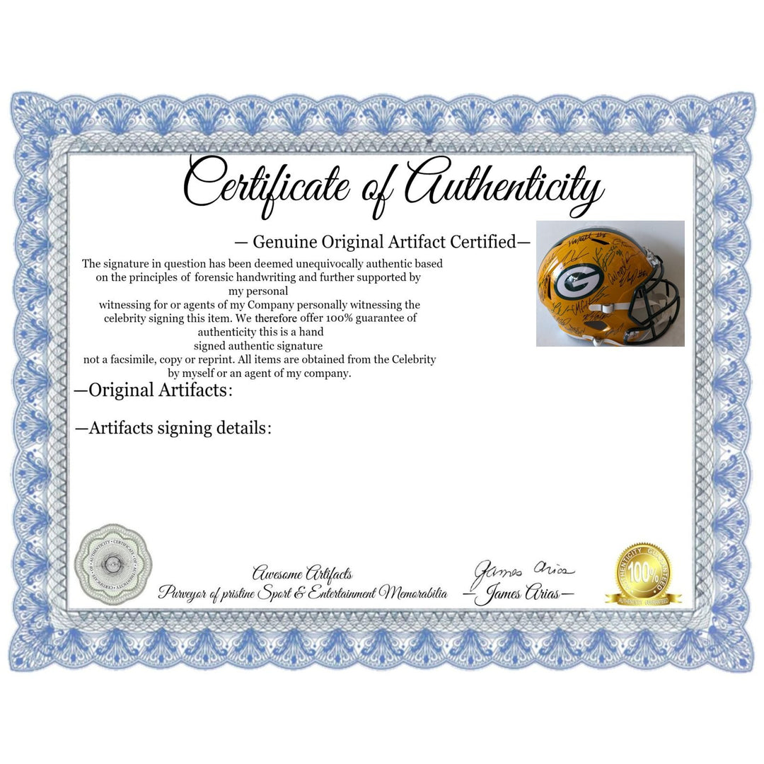 Green Bay Packers 2025 team helmet 35 plus Jordan Love Micah Parsons, Josh Jacobs, Romeo Doubs, Riddell full size helmet signed with proof