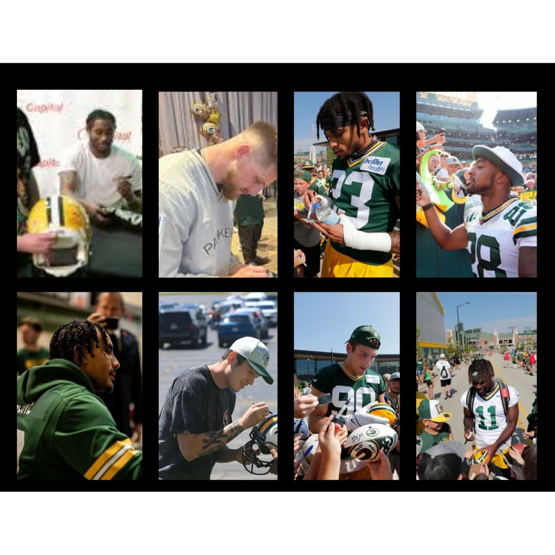 Green Bay Packers 2025 team helmet 35 plus Jordan Love Micah Parsons, Josh Jacobs, Romeo Doubs, Riddell full size helmet signed with proof