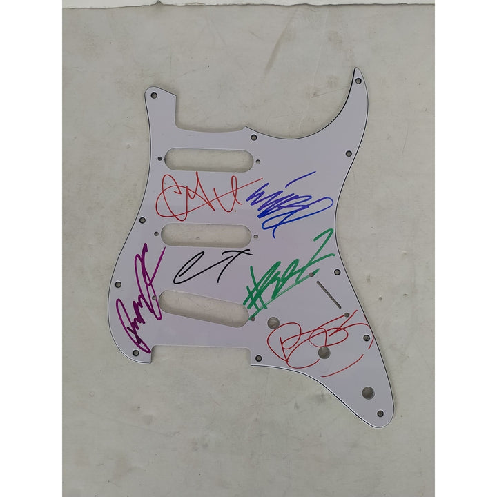 Linkin Park Chester Bennington complete band Stratocaster electric guitar pickguard signed with proof