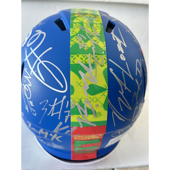 Super Bowl LIX 2025 Philadelphia Eagles pro game model helmet team signed with 40 plus signatures & signing proof .