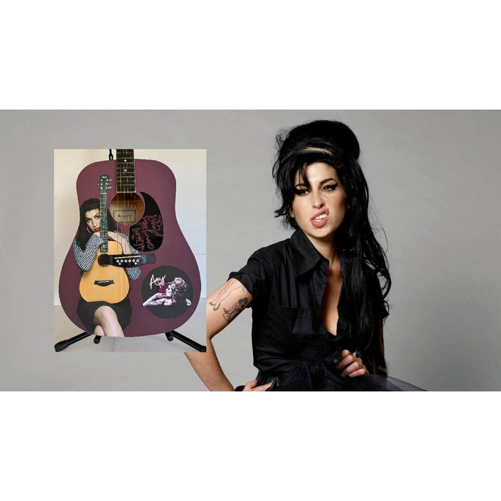 Amy Winehouse one of a kind full size acoustic guitar signed with proof.