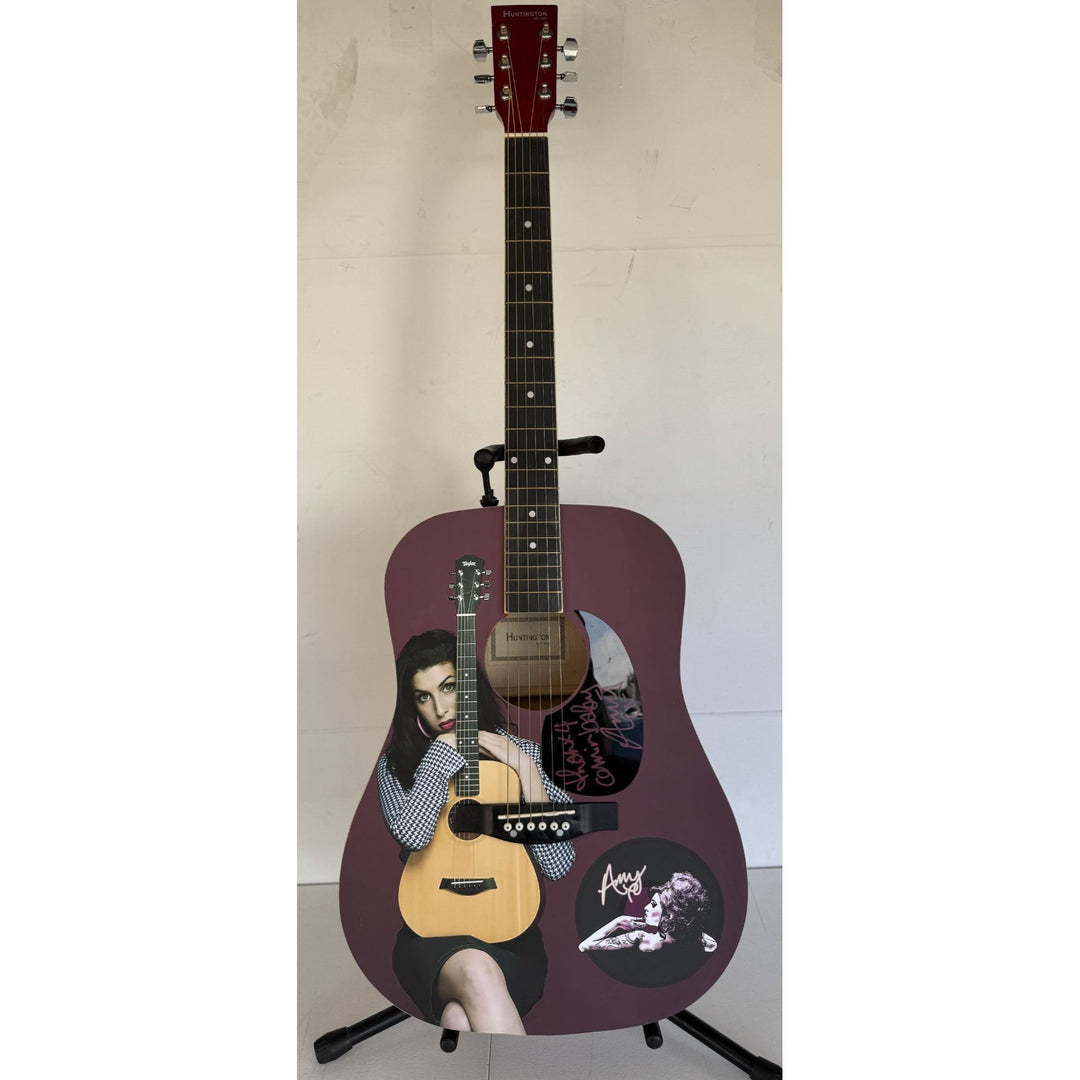 Amy Winehouse one of a kind full size acoustic guitar signed with proof.