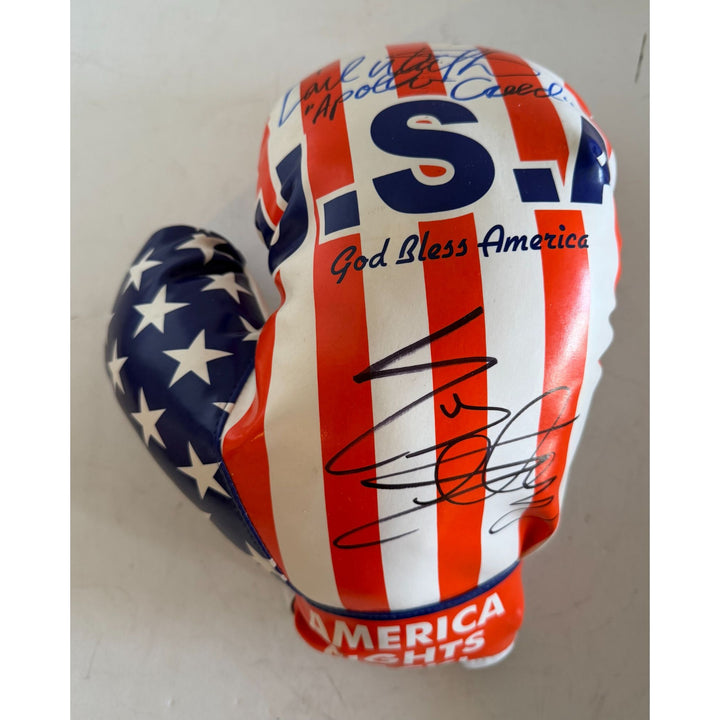 Sylvester Stallone, Carl Weathers, Michael B. Jordan USA full size boxing glove signed with proof