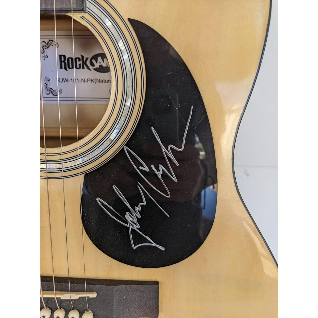 Bob Dylan signed with inscription and Johnny Cash full size acoustic guitar signed with proof